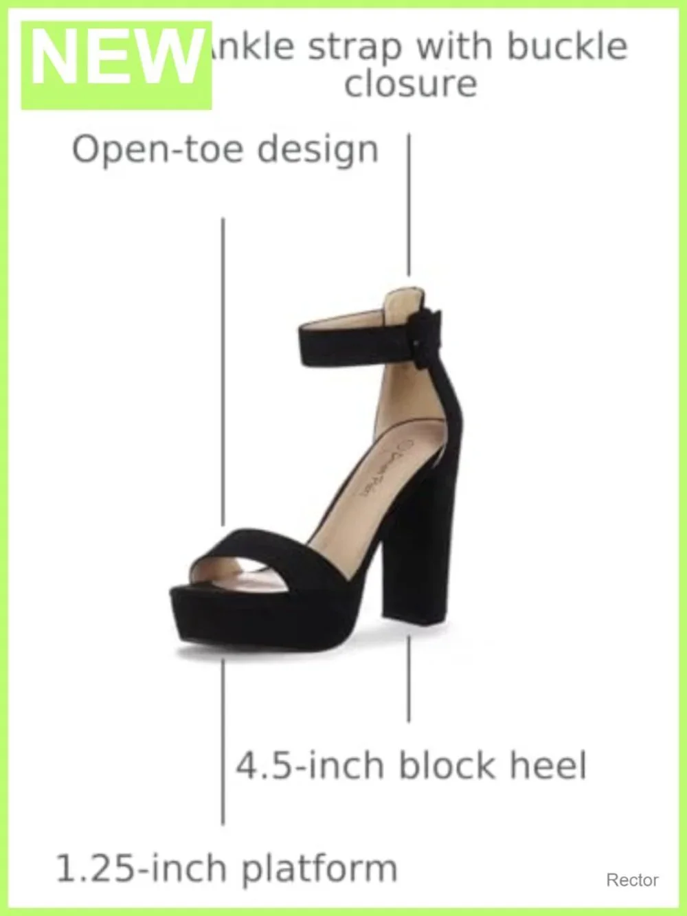 Platform High Heel Sandals with Ankle Strap Faux Suede